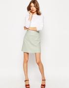 Asos A-line Linen Skirt With Pocket Detail - Mint