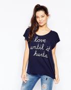 Sundry Love Until It Hurts Square T-shirt - Navy