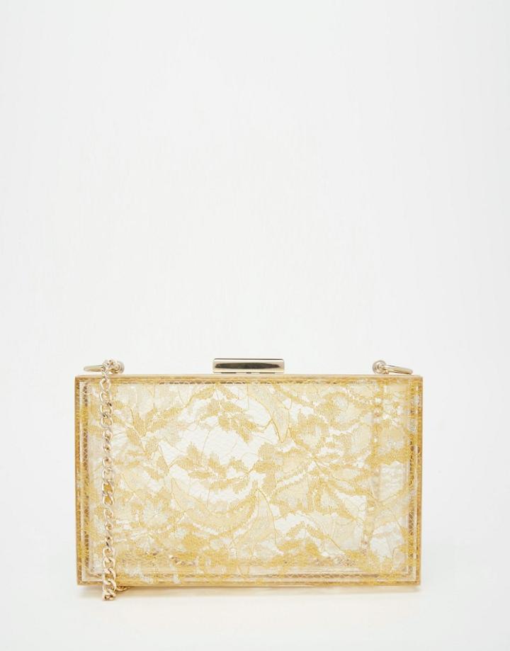 Love Moschino Lace Box Clutch - Gold