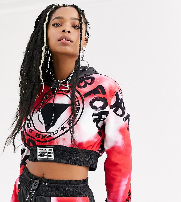 Db Berdan Cropped Tie Dye Hoodie With Slogan Print Two-piece