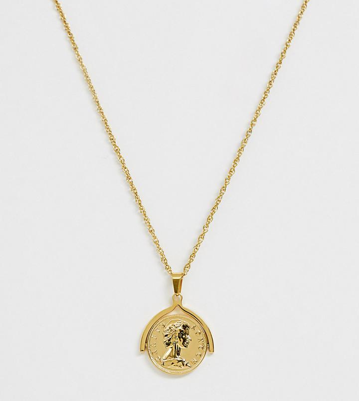 Craftd Coin Pendant Neck Chain In Gold