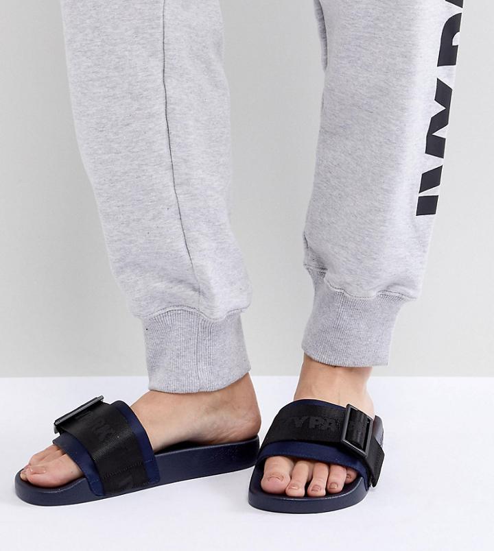Ivy Park Hi Shine Strap Slider Sandals In Black - Multi