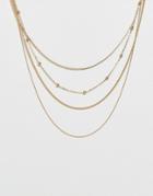 Asos Mixed Chain Multirow Necklace - Gold