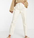 Pieces Petite Kesia High Waisted Mom Jeans In Ecru-white