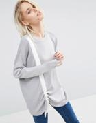 Asos Sweater With Ruched Tie Detail - Gray