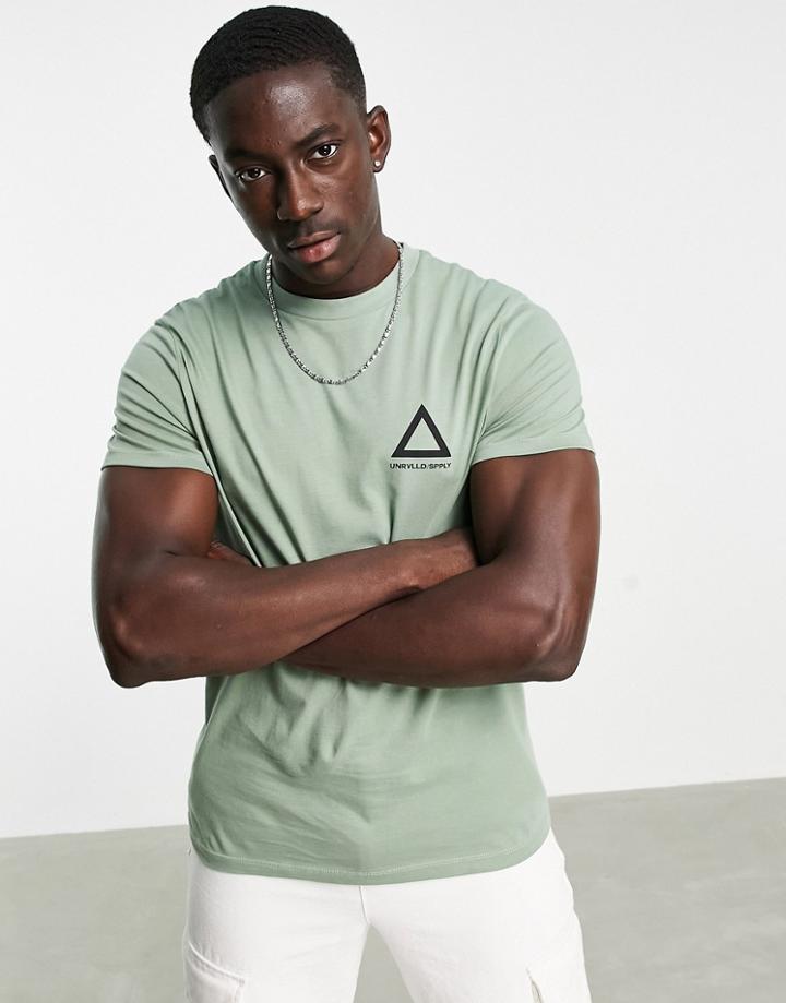 Asos Unrvlld Spply T-shirt With Logo Print In Green