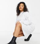 Asos Weekend Collective Curve Oversized Long Sleeve T-shirt Dress With High Neck In White