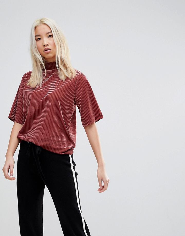 B.young Ribbed High Neck T-shirt - Pink