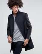 Minimum Allston Slim Wool Overcoat Assymetric Zip And Quilted Lining - Gray
