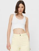 Stradivarius Seamless V-neck Tank Top In White