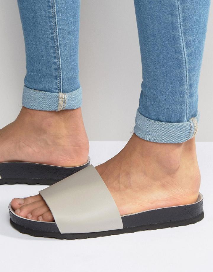 Asos Slider Sandals In Gray - Gray