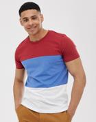 Selected Homme Organic Cotton T-shirt Color Block In Red