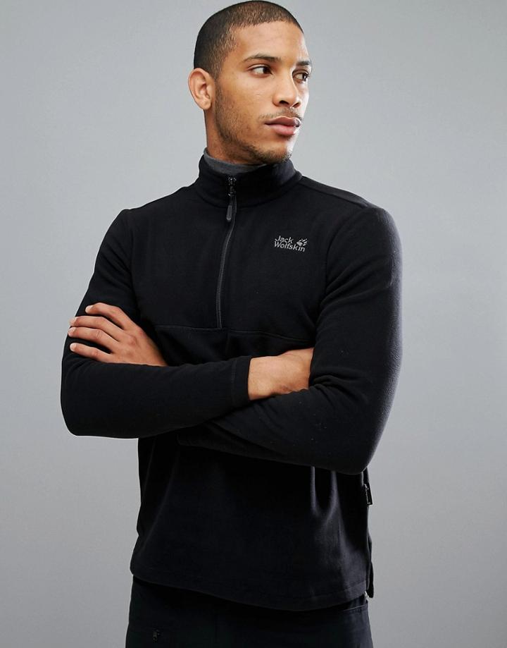 Jack Wolfskin Gecko Half Zip Fleece In Black - Black