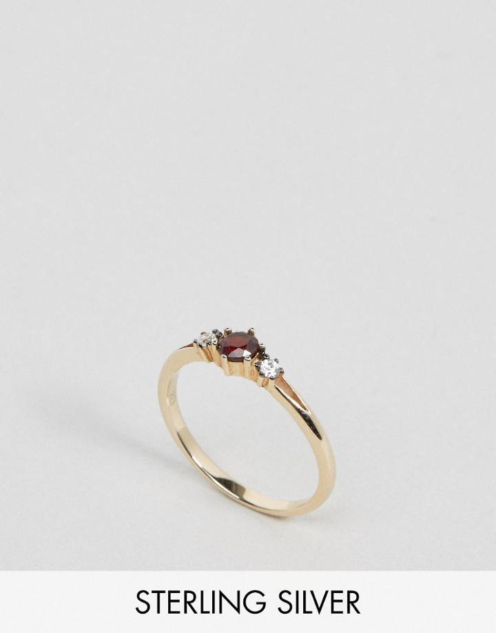 Regal Rose18k Gold Plated Ruby Trilogy Ring - Gold