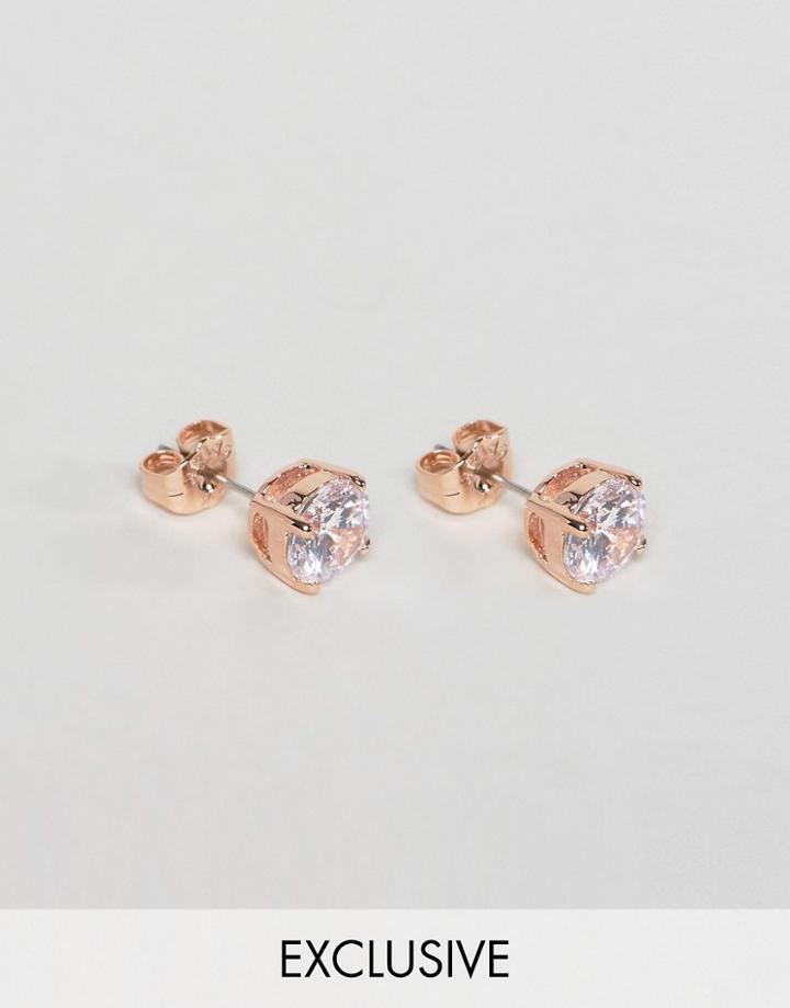 Simon Carter Round Swarovski Crystal Rose Gold Stud Earrings Exclusive