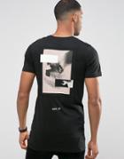 Jack & Jones Core Longline T-shirt With Scoop Hem And Back Patch Graphic - White