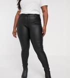 Vero Moda Curve Coated Skinny Jeans In Black - Black