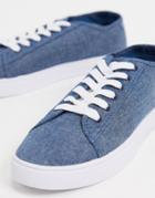 Asos Design Sneakers In Blue Canvas-navy