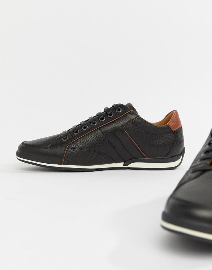 Boss Saturn Leather Sneaker In Black - Black