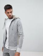 Boss Casual Cut And Sew Raw Edge Hooded Sweat In Gray - Gray