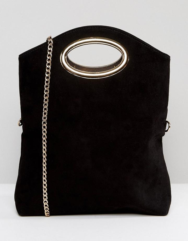 Miss Kg Thea Foldover Cut Out Clutch Bag With Detachable Strap - Black