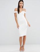 Rare Cord Strap Bardot Midi Dress - White