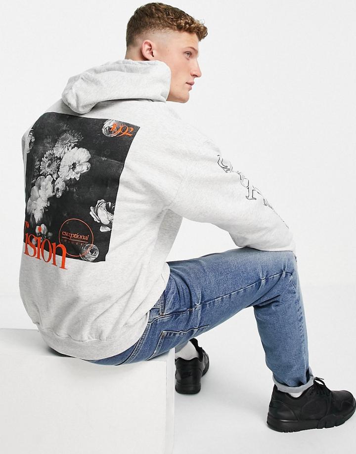 Topman Gray Faith Print Hoodie In Gray-grey