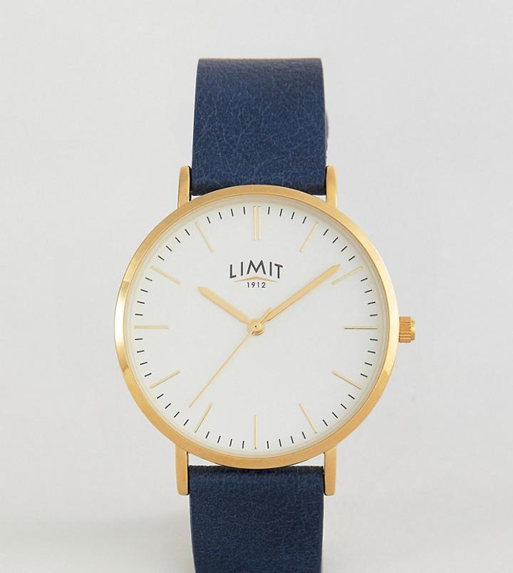 Limit Navy Leather Watch Exclusive To Asos - Navy