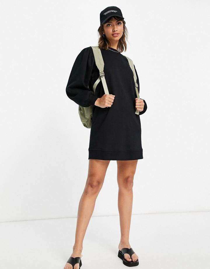 & Other Stories Organic Cotton Blend Mini Sweat Dress In Black