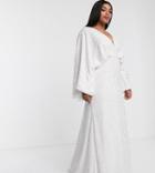 Asos Edition Curve Sequin Kimono Sleeve Wedding Dress-white