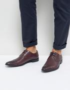 Frank Wright Toe Cap Derby Shoes In Burgundy Leather - Red