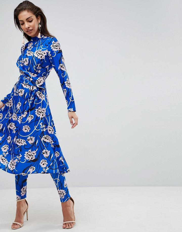 Asos Skinny Pants In Bright Floral Print-multi