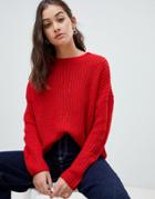 Only Oversize Rib Sweater - Red