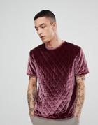 Asos Relaxed T-shirt In Quilted Velour In Pink - Pink