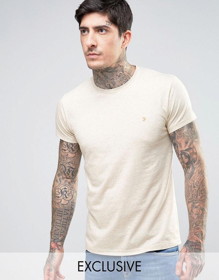 Farah Twisted Yarn Marl T-shirt Exclusive In Off White - Gray