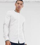 Asos Design Tall Skinny Fit Shirt With Rib Collar In White