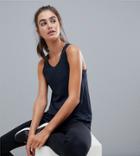 Asos 4505 Tall Loose Fit Run Tank With Pleat Back-black