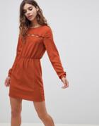 First & I Braid Detail Dress - Orange