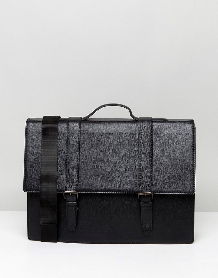 Asos Satchel In Black Leather - Brown