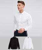 Asos Slim Shirt Multipack In White And Black Save - Multi