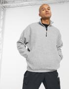Asos Design Oversized Polar Fleece Sweatshirt With Half Zip In Gray-grey