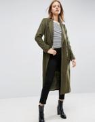 Asos Coat In Wool Blend With Military Detail - Green