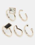 Oasis Deco & Pave Multi Stacking Rings - Gold