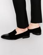 Asos Loafers In Black Suede With Leather Toe Cap - Black