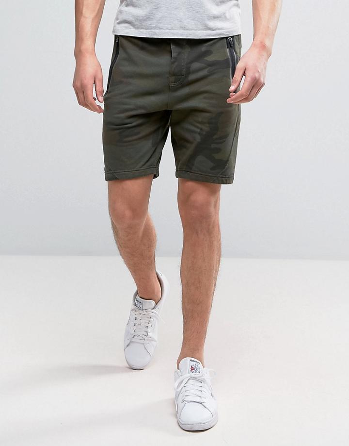 Abercrombie & Fitch Sports Shorts Stretch In Olive Camo - Green