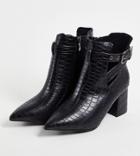 Simply Be Extra Wide Fit Christa High Ankle Boots In Black Croc
