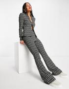Asos Design Jersey Suit Flare In Mint Geo Print-multi