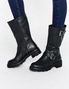Head Over Heels By Dune Ria Buckle Biker Boots - Black