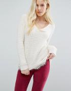 Hollister Lace Hem Sweater - Cream
