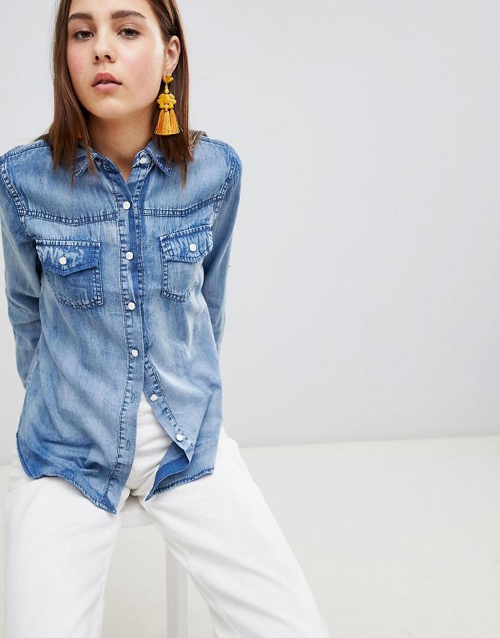 Brave Soul Peggy Denim Shirt - Blue